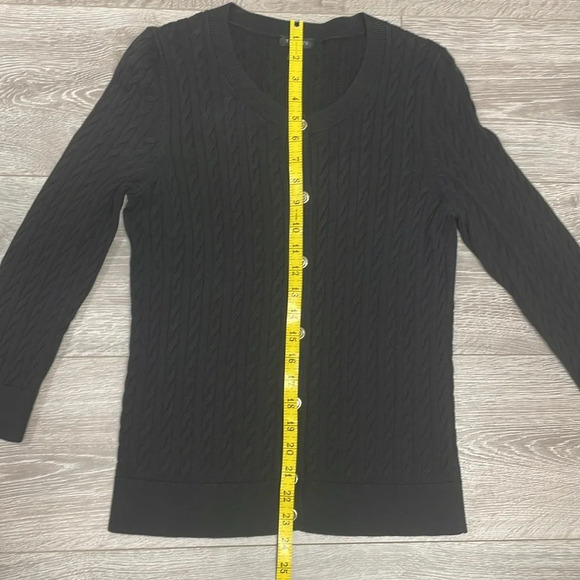 Talbots Cable Knit Crew Neck 3/4 Sleeve Black Sweater M - Picture 7 of 12
